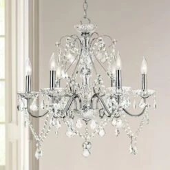 Grace 23 1/2" Wide Chrome And Crystal 6-Light Chandelier