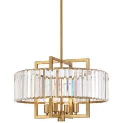 Gretel 19 1/2" Wide Soft Gold And Crystal 4-Light Pendant -Golden Lighting Shop gretel 19 and one half inch wide soft gold and crystal 4 light pendant 379m2