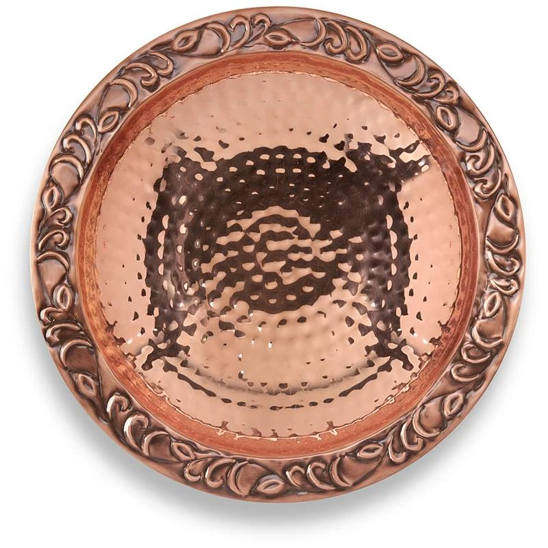 Hammered Pure Copper Bowl 13 1/2"W Metal Hanging Bird Bath 6 Hammered Pure Copper Bowl 13 1/2"W Metal Hanging Bird Bath - Image 4