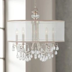Hampton 24" 5-Light Chrome And Crystal Traditional Shade Chandelier