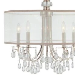 Hampton 24" 5-Light Chrome And Crystal Traditional Shade Chandelier -Golden Lighting Shop hampton 24 inch 5 light chrome and crystal traditional shade chandelier g9147views1