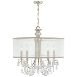 Hampton 24" 5-Light Chrome And Crystal Traditional Shade Chandelier -Golden Lighting Shop hampton 24 inch 5 light chrome and crystal traditional shade chandelier g9147views3