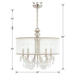 Hampton 24" 5-Light Chrome And Crystal Traditional Shade Chandelier -Golden Lighting Shop hampton 24 inch 5 light chrome and crystal traditional shade chandelier g9147views4