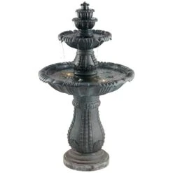 Hampton 56 3/4" High Slate Finish 4-Tier Outdoor Fountain With Light -Golden Lighting Shop hampton 56 and three quarter inch high slate finish 4 tier outdoor fountain with light 9m552views4