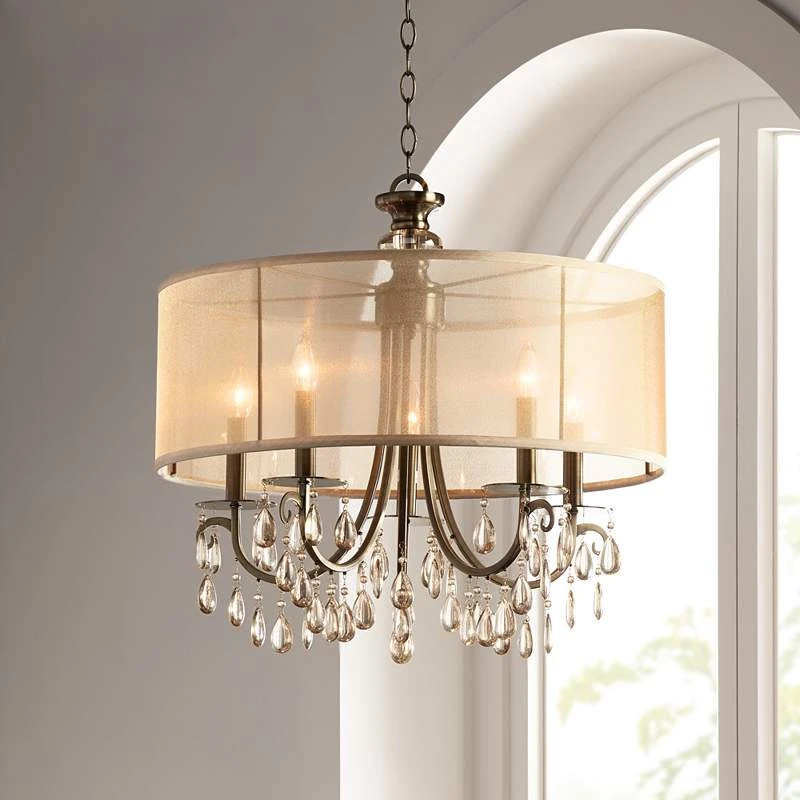 Hampton Collection Antique Brass 24" Wide Chandelier 4 Hampton Collection Antique Brass 24" Wide Chandelier - Image 2