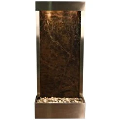 Harmony River Steel 70" High Indoor Green Marble Fountain