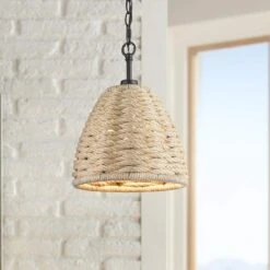 Golden Lighting Hathaway 10 1/4" Wide Matte Black Basket Mini Pendant