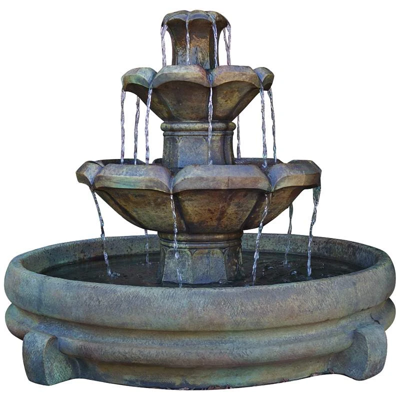 Henri Studio Montreux 32" Cast Stone 2-Tier Garden Fountain 4 Henri Studio Montreux 32" Cast Stone 2-Tier Garden Fountain - Image 2