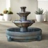 Henri Studio Montreux 32" Cast Stone 2-Tier Garden Fountain -Golden Lighting Shop henri studio montreux 32 inch cast stone 2 tier garden fountain 2h111cropped