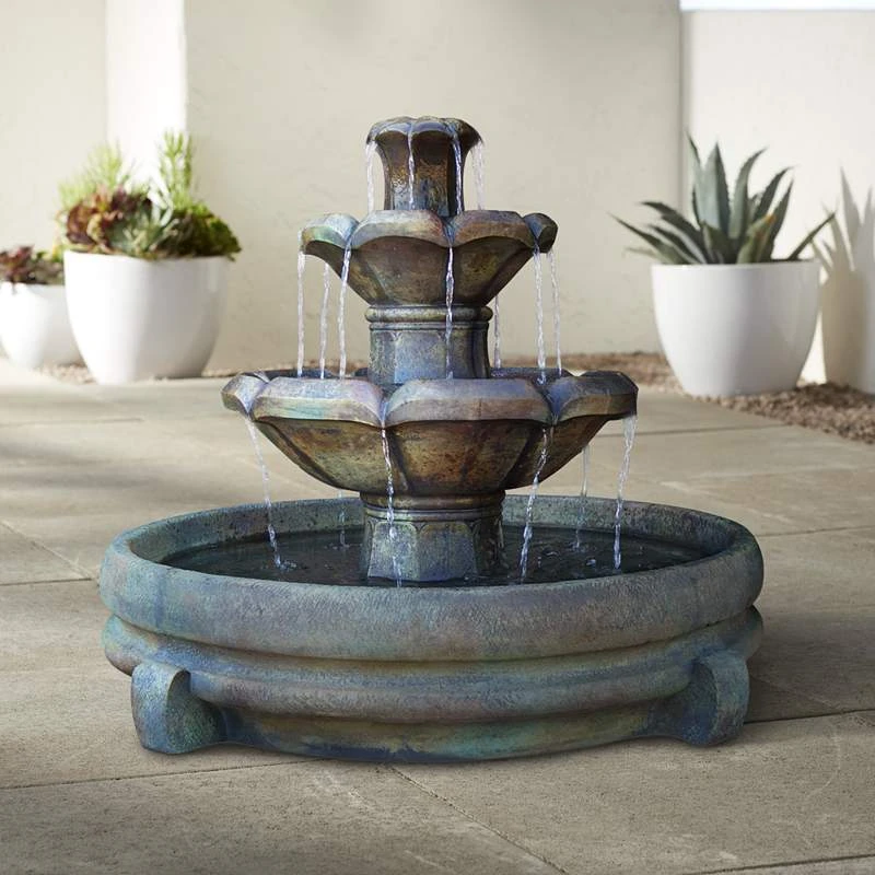 Henri Studio Montreux 32" Cast Stone 2-Tier Garden Fountain 3 Henri Studio Montreux 32" Cast Stone 2-Tier Garden Fountain