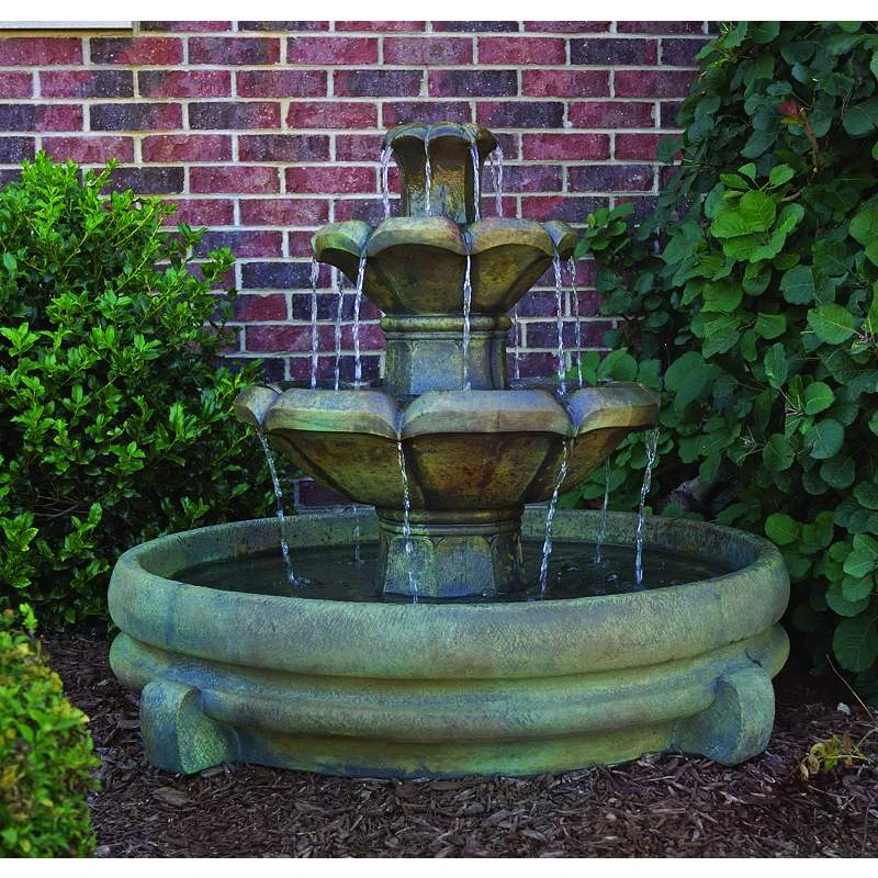 Henri Studio Montreux 32" Cast Stone 2-Tier Garden Fountain 5 Henri Studio Montreux 32" Cast Stone 2-Tier Garden Fountain - Image 3
