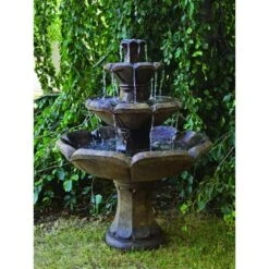 Henri Studio Montreux 48" Cast Stone 3-Tier Garden Fountain -Golden Lighting Shop henri studio montreux 48 inch cast stone 3 tier garden fountain 2h113views2