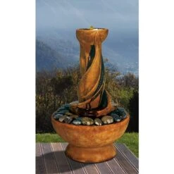 Henri Studio Spiral 38" High Relic Terra Outdoor Fountain -Golden Lighting Shop henri studio spiral 38 inch high relic terra outdoor fountain 65h01views3