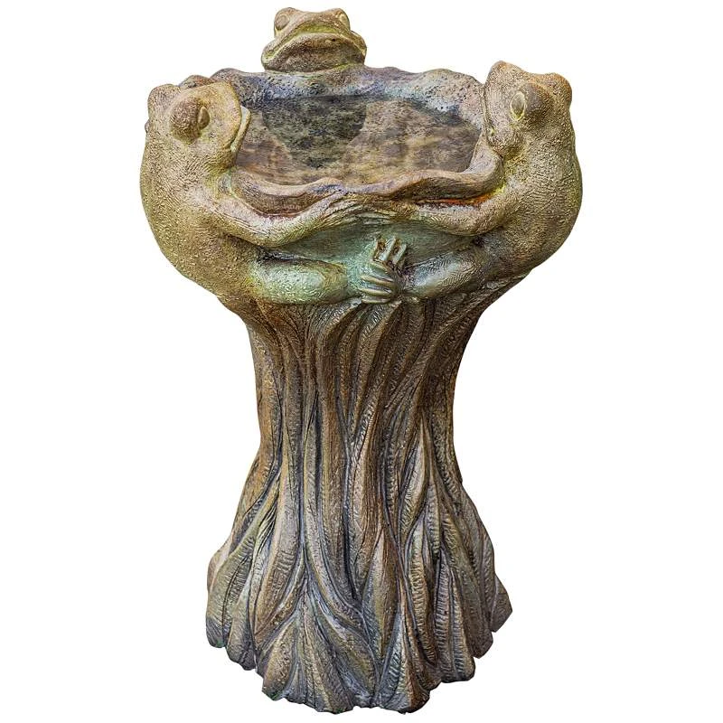 Henri Studio Three Frogs 21"H Relic Hi-Tone Outdoor Birdbath 4 Henri Studio Three Frogs 21"H Relic Hi-Tone Outdoor Birdbath - Image 2