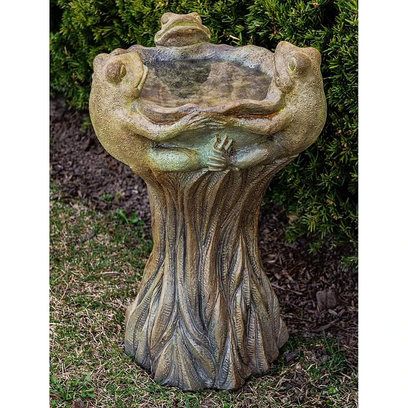 Henri Studio Three Frogs 21"H Relic Hi-Tone Outdoor Birdbath 3 Henri Studio Three Frogs 21"H Relic Hi-Tone Outdoor Birdbath