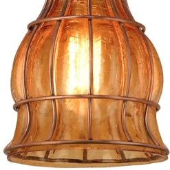Hi-Lite Aubrey 5 1/4" Wide Weathered Copper Dark Glass Mini Pendant -Golden Lighting Shop hi lite aubrey 5 and one quarter inch wide weathered copper dark glass mini pendant 997r0views1