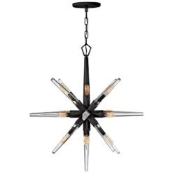 Hinkley Ariel 26"W Black 12-Light Starburst Pendant Light -Golden Lighting Shop hinkley ariel 26 inchw black 12 light starburst pendant light 86n46views3