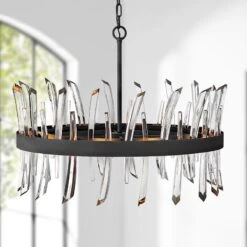 Hinkley Revel 28" Wide Black And Crystal Pendant Light