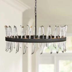 Hinkley Revel 36 1/4" Wide Black And Crystal Pendant Light