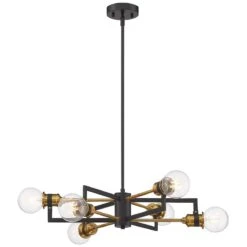 Intention 23 1/2" Wide Black And Brass Modern Pendant Chandelier Light -Golden Lighting Shop intention 23 and one half inch wide black and brass modern pendant chandelier light 670k0