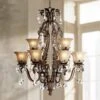 Iron Leaf 34" Wide Bronze And Crystal 12-Light Chandelier -Golden Lighting Shop iron leaf 34 inch wide bronze and crystal 12 light chandelier 44422cropped