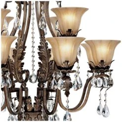 Iron Leaf 34" Wide Bronze And Crystal 12-Light Chandelier -Golden Lighting Shop iron leaf 34 inch wide bronze and crystal 12 light chandelier 44422views1