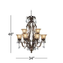 Iron Leaf 34" Wide Bronze And Crystal 12-Light Chandelier -Golden Lighting Shop iron leaf 34 inch wide bronze and crystal 12 light chandelier 44422views4