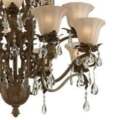Iron Leaf 39" Wide Roman Bronze And Crystal Chandelier -Golden Lighting Shop iron leaf 39 inch wide roman bronze and crystal chandelier 7g197views1