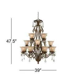 Iron Leaf 39" Wide Roman Bronze And Crystal Chandelier -Golden Lighting Shop iron leaf 39 inch wide roman bronze and crystal chandelier 7g197views3