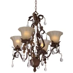 Iron Leaf 4-Light Roman Bronze And Crystal Chandelier -Golden Lighting Shop iron leaf 4 light roman bronze and crystal chandelier x9481views1