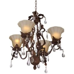 Iron Leaf 4-Light Roman Bronze And Crystal Chandelier -Golden Lighting Shop iron leaf 4 light roman bronze and crystal chandelier x9481views2