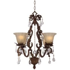 Iron Leaf 4-Light Roman Bronze And Crystal Chandelier -Golden Lighting Shop iron leaf 4 light roman bronze and crystal chandelier x9481views3