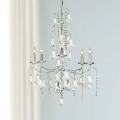 James Moder Murano 26" Wide Silver 6-Light Chandelier