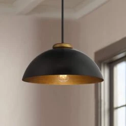 Janie 15 1/2" Wide Black And Gold Dome Pendant Light -Golden Lighting Shop janie 15 and one half inch wide black and gold dome pendant light 162r0views5