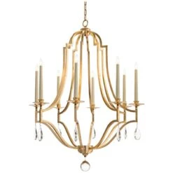 John Richard 37 1/2"W Light Gold Crystal 8-Light Chandelier