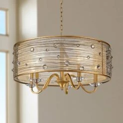 Golden Lighting Joia 26" Wide Peruvian Gold 5-Light Drum Chandelier