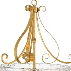 Katrina 25 1/4" Wide Gold Leaf 3-Light Bowl Pendant -Golden Lighting Shop katrina 25 and one quarter inch wide gold leaf 3 light bowl pendant 442p2views2