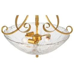 Katrina 25 1/4" Wide Gold Leaf 3-Light Bowl Pendant -Golden Lighting Shop katrina 25 and one quarter inch wide gold leaf 3 light bowl pendant 442p2views3