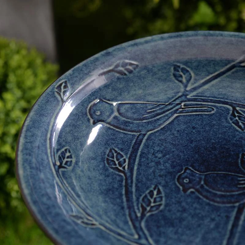 Kenroy Home Otaki 21 1/2"H Teal Ceramic Outdoor Bird Bath 7 Kenroy Home Otaki 21 1/2"H Teal Ceramic Outdoor Bird Bath - Image 5