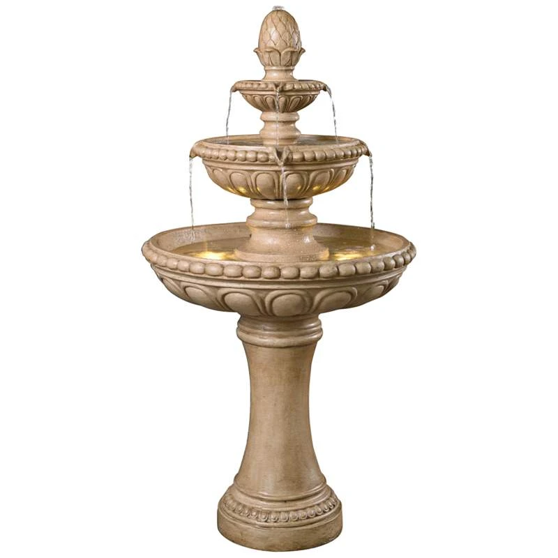 Kenroy Home Tucson 46"H Sandstone 3-Tier LED Floor Fountain 4 Kenroy Home Tucson 46"H Sandstone 3-Tier LED Floor Fountain - Image 2