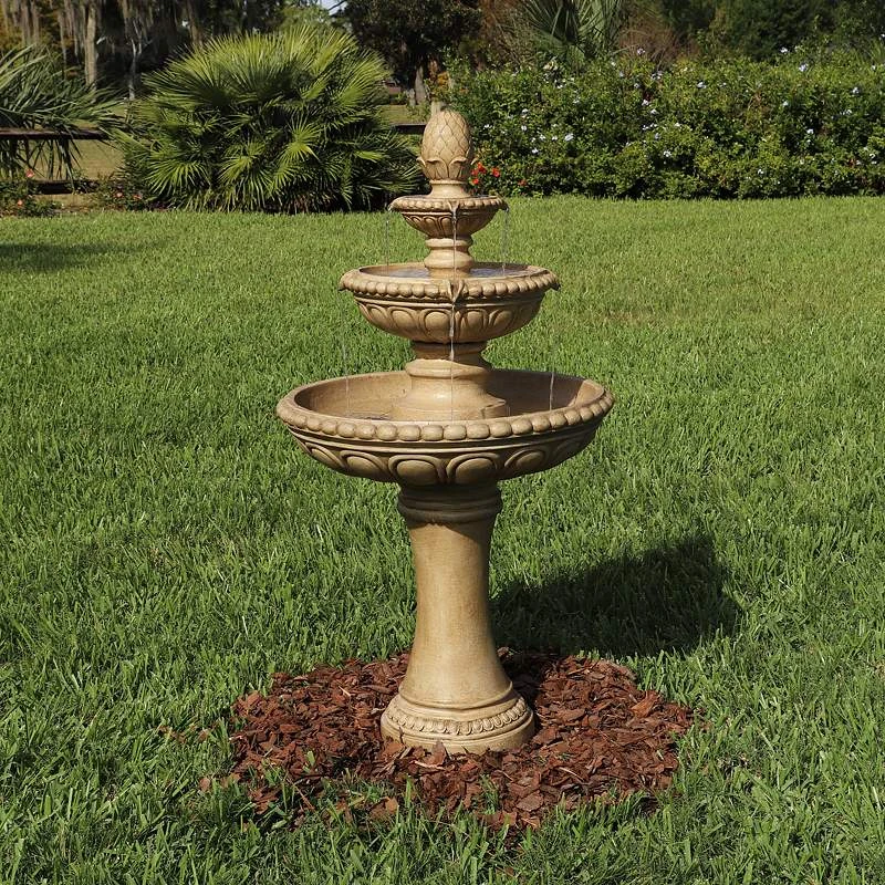 Kenroy Home Tucson 46"H Sandstone 3-Tier LED Floor Fountain 5 Kenroy Home Tucson 46"H Sandstone 3-Tier LED Floor Fountain - Image 3