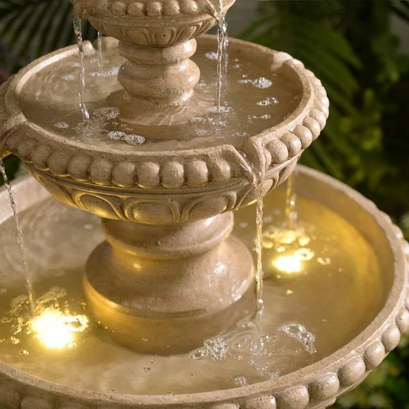 Kenroy Home Tucson 46"H Sandstone 3-Tier LED Floor Fountain 8 Kenroy Home Tucson 46"H Sandstone 3-Tier LED Floor Fountain - Image 6