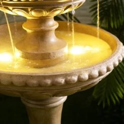 Kenroy Home Tucson 65"H Sandstone 4-Tier LED Floor Fountain -Golden Lighting Shop kenroy home tucson 65 inchh sandstone 4 tier led floor fountain 85a41views4