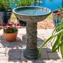 Kenroy Home Vineyard 22"H Bronze Patina Outdoor Bird Bath