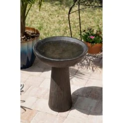 Kenroy Home Woodland 21" High Wood Grain Outdoor Bird Bath -Golden Lighting Shop kenroy home woodland 21 inch high wood grain outdoor bird bath 66h63views3