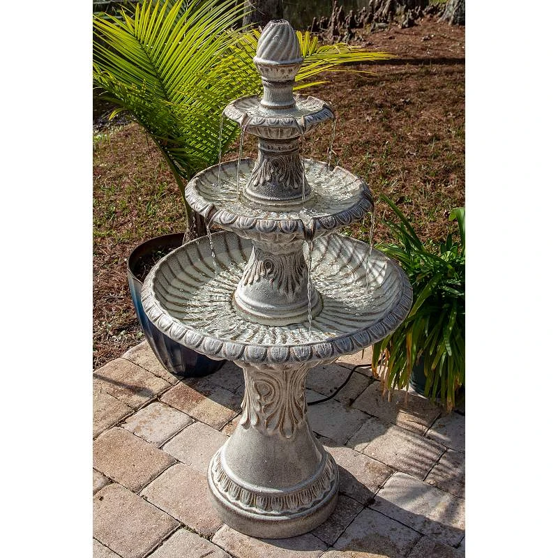 Kiera 46 1/2" High Ivory 3-Tier Tradtional Ceramic Fountain 5 Kiera 46 1/2" High Ivory 3-Tier Tradtional Ceramic Fountain - Image 3