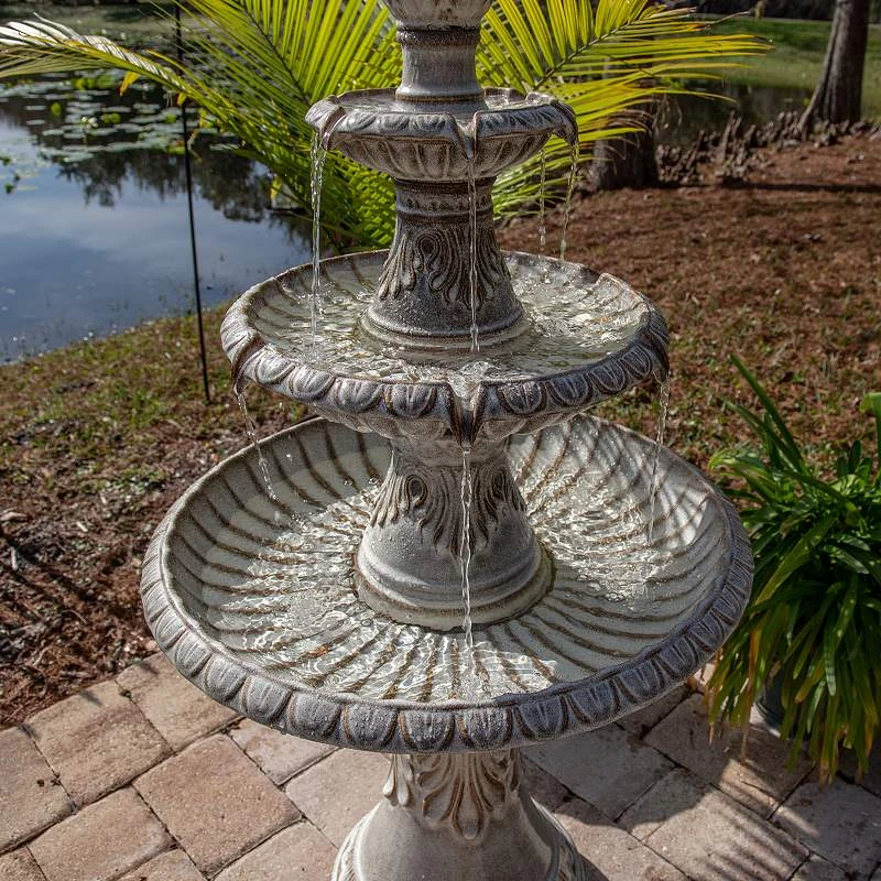 Kiera 46 1/2" High Ivory 3-Tier Tradtional Ceramic Fountain 7 Kiera 46 1/2" High Ivory 3-Tier Tradtional Ceramic Fountain - Image 5