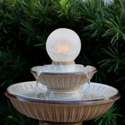 Knight 26 1/2" High Ivory Ceramic 2-Tier LED Floor Fountain -Golden Lighting Shop knight 26 and one half inch high ivory ceramic 2 tier led floor fountain 85a32views2