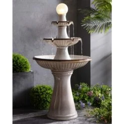 Knight 45 1/4" High Ivory 3-Tier LED Floor Water Fountain -Golden Lighting Shop knight 45 and one quarter inch high ivory 3 tier led floor water fountain 85a42views2