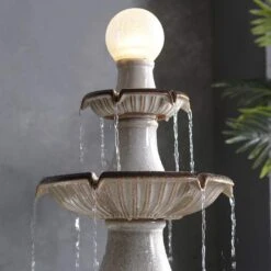 Knight 45 1/4" High Ivory 3-Tier LED Floor Water Fountain -Golden Lighting Shop knight 45 and one quarter inch high ivory 3 tier led floor water fountain 85a42views3